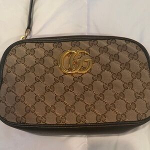 Gucci Tan and Gold Crossbody Bag